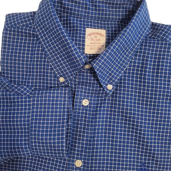 Brooks Brothers Blue Checkered Men's XL Shirt With Logo - Picture 1 of 8